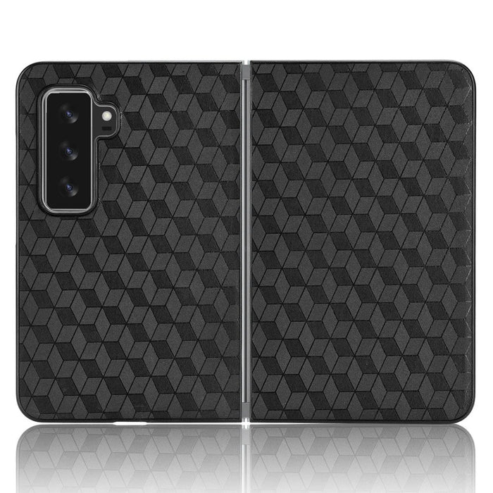 For Microsoft Surface Duo 2 PU Leather Coated PC Cover Rhombus Imprinted Anti-scratch Protective Phone Case - Black - 2