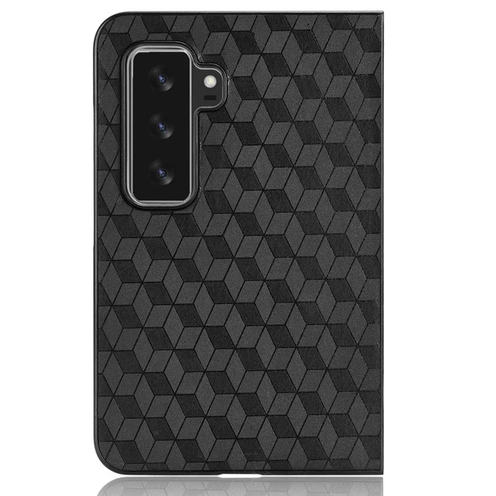 For Microsoft Surface Duo 2 PU Leather Coated PC Cover Rhombus Imprinted Anti-scratch Protective Phone Case - Black - 3