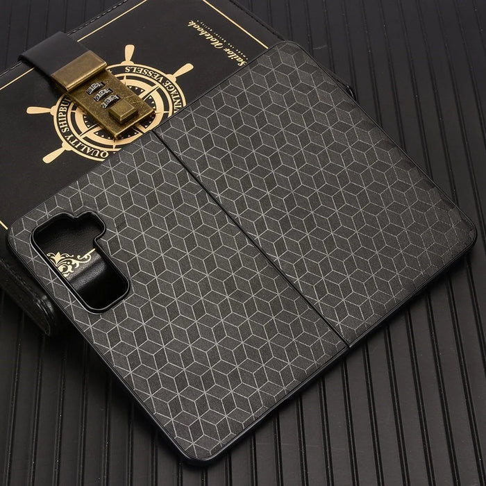 For Microsoft Surface Duo 2 PU Leather Coated PC Cover Rhombus Imprinted Anti-scratch Protective Phone Case - Black - 5
