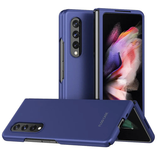 For Samsung Galaxy Z Fold4 5G Skin Touch Phone Case with Folding Design Hard PC Protective Cover - Sapphire - 1