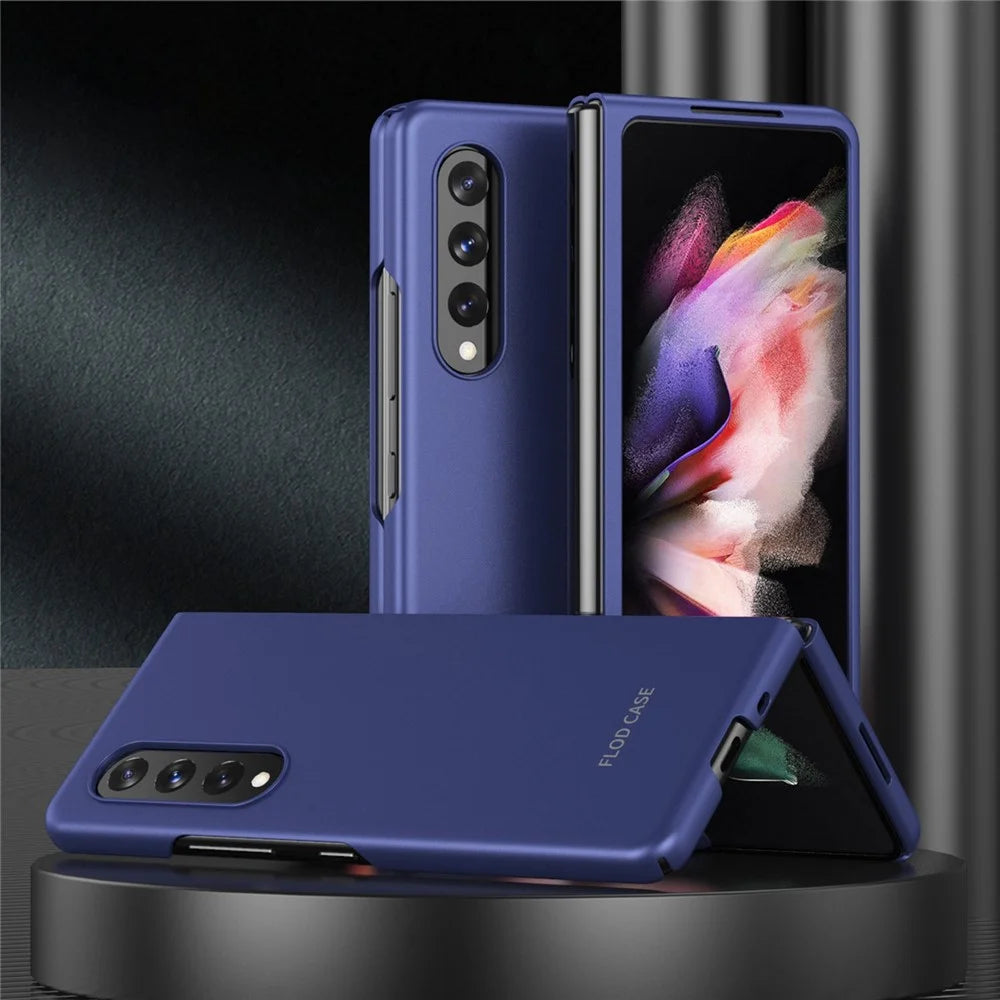 For Samsung Galaxy Z Fold4 5G Skin Touch Phone Case with Folding Design Hard PC Protective Cover - Sapphire - 2