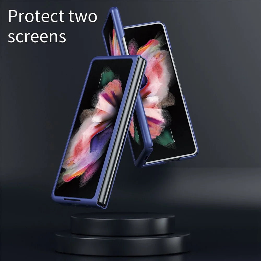 For Samsung Galaxy Z Fold4 5G Skin Touch Phone Case with Folding Design Hard PC Protective Cover - Sapphire - 4