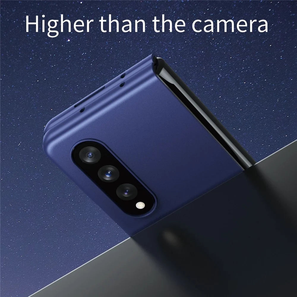 For Samsung Galaxy Z Fold4 5G Skin Touch Phone Case with Folding Design Hard PC Protective Cover - Sapphire - 7