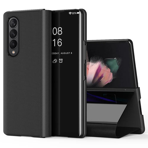 For Samsung Galaxy Z Fold4 5G Flip Leather Cover with Stand Full Body Protective Phone Case - Black - 1