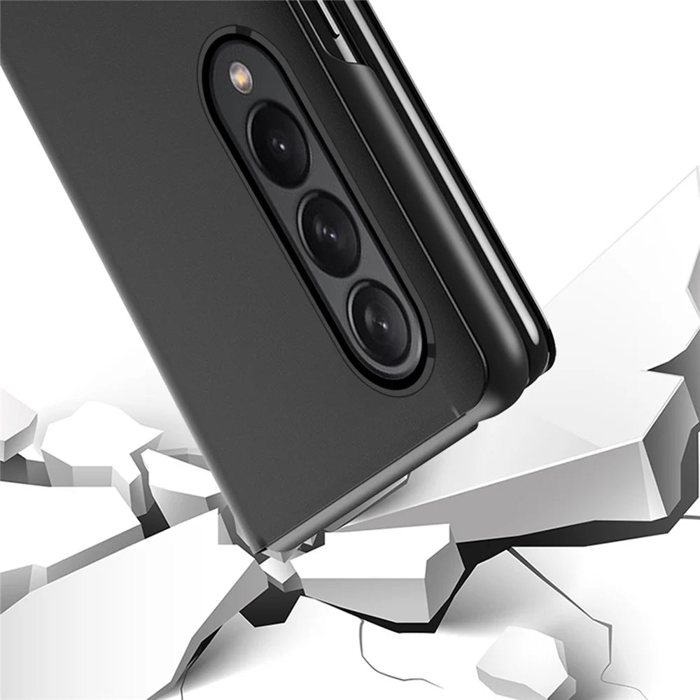 For Samsung Galaxy Z Fold4 5G Flip Leather Cover with Stand Full Body Protective Phone Case - Black - 5