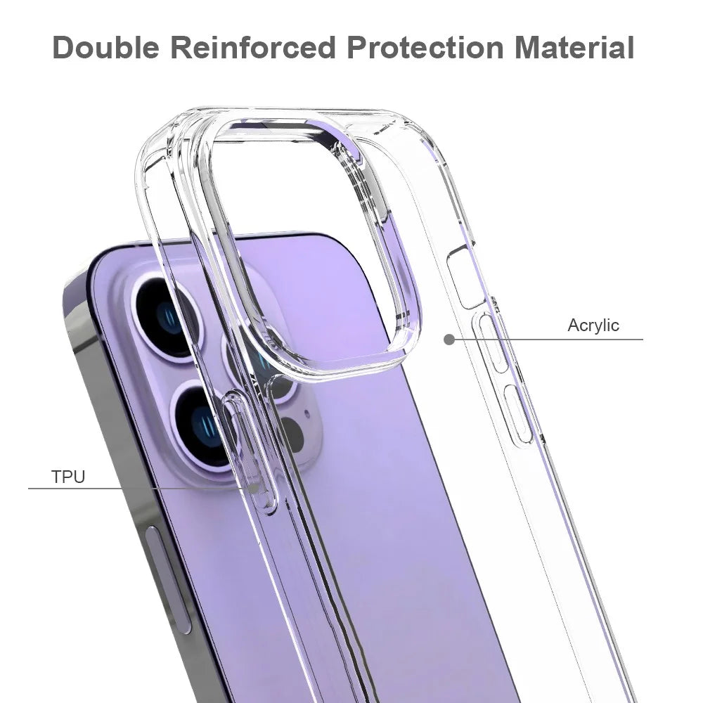 Crystal Clear Drop-proof Phone Case for iPhone 14 Pro 6.1 inch, Hybrid PC + TPU Protective Cover - Transparent - 3