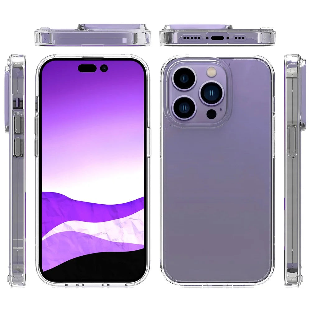 Crystal Clear Drop-proof Phone Case for iPhone 14 Pro 6.1 inch, Hybrid PC + TPU Protective Cover - Transparent - 6