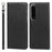 For Sony Xperia 1 IV 5G Shockproof PU Leather Silk Texture Phone Case Full Protection Flip Wallet Stand with Strap - Black - 1