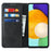 For Samsung Galaxy A52s 5G / A52 4G / 5G Shockproof Flip Cover Bi-color Splicing Magnetic Auto-absorbed PU Leather Phone Case with Wallet Stand - Black / Yellow - 2