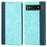 Bi-color Splicing Phone Case for Google Pixel 6a, Magnetic Auto-absorbed PU Leather Wallet Stand Flip Cover - Light Blue / Dark Blue - 1