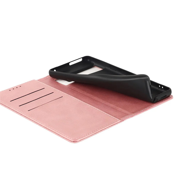 Textured PU Leather Case for Google Pixel 7 5G, Stand Wallet Design Auto Closing Magnetic Phone Cover - Rose Gold - 5