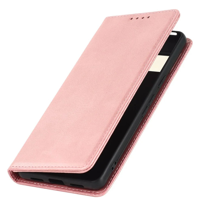 Textured PU Leather Case for Google Pixel 7 5G, Stand Wallet Design Auto Closing Magnetic Phone Cover - Rose Gold - 7