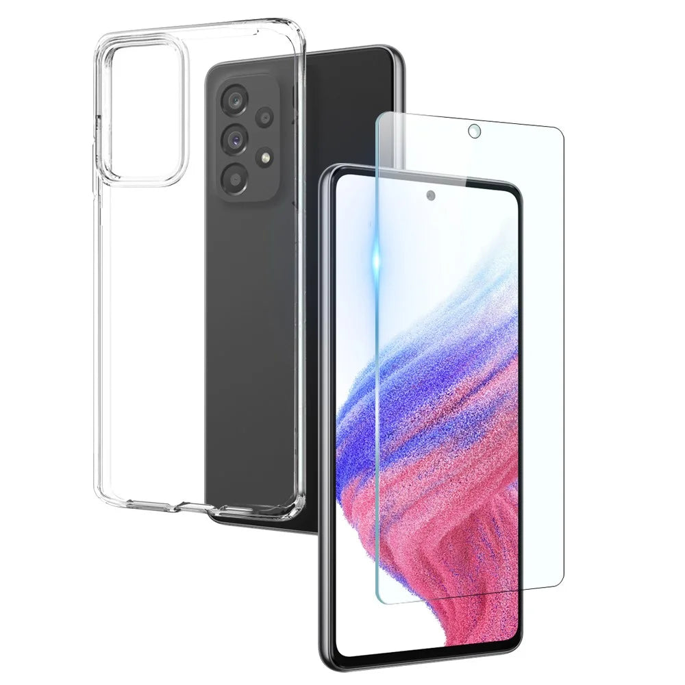 NORTHJO For Samsung Galaxy A53 5G Super Clear TPU Phone Case with Tempered Glass Screen Protector - 1