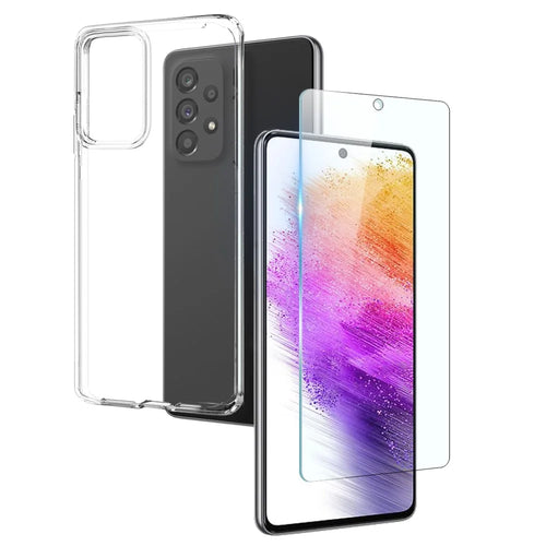 NORTHJO For Samsung Galaxy A73 5G Soft TPU Cover Protective Phone Case with Tempered Glass Screen Protector - 1