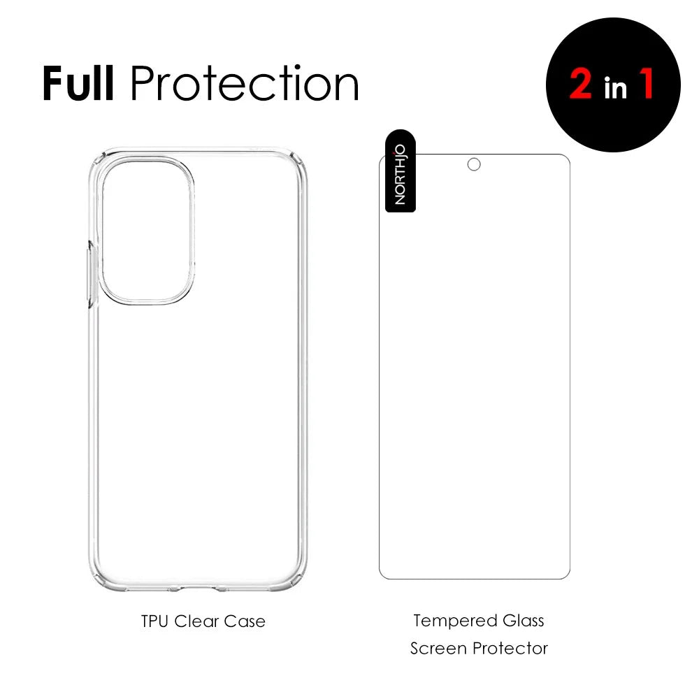 NORTHJO For Samsung Galaxy A73 5G Soft TPU Cover Protective Phone Case with Tempered Glass Screen Protector - 4