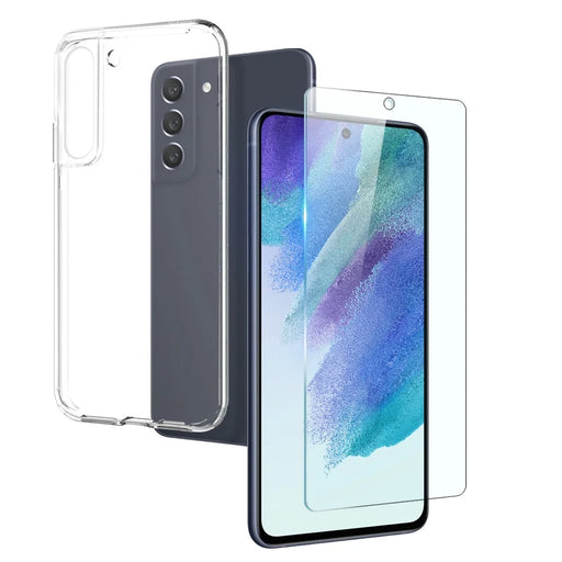 NORTHJO For Samsung Galaxy S21 FE 5G Flexible TPU Protective Phone Case with Tempered Glass Screen Protector - 1