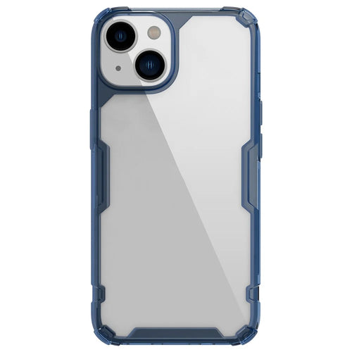 NILLKIN Nature Pro Series Clear Case for iPhone 14 / iPhone 13, Anti-drop Phone Cover Hard Crystal PC Back Soft TPU Border Well Protection Cell Phone Shell - Blue - 1
