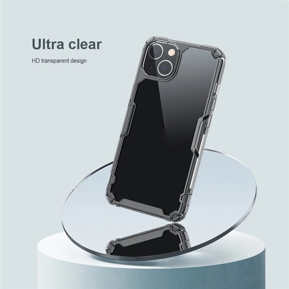 NILLKIN Nature Pro Series Clear Case for iPhone 14 / iPhone 13, Anti-drop Phone Cover Hard Crystal PC Back Soft TPU Border Well Protection Cell Phone Shell - Blue - 4