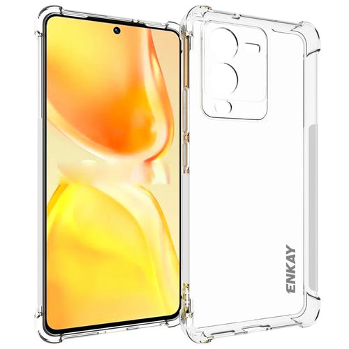 ENKAY HAT PRINCE For vivo S15 5G Thickened Corners Soft TPU Phone Cover Anti-slip Strip Edge Design Transparent Drop-proof Case - 1
