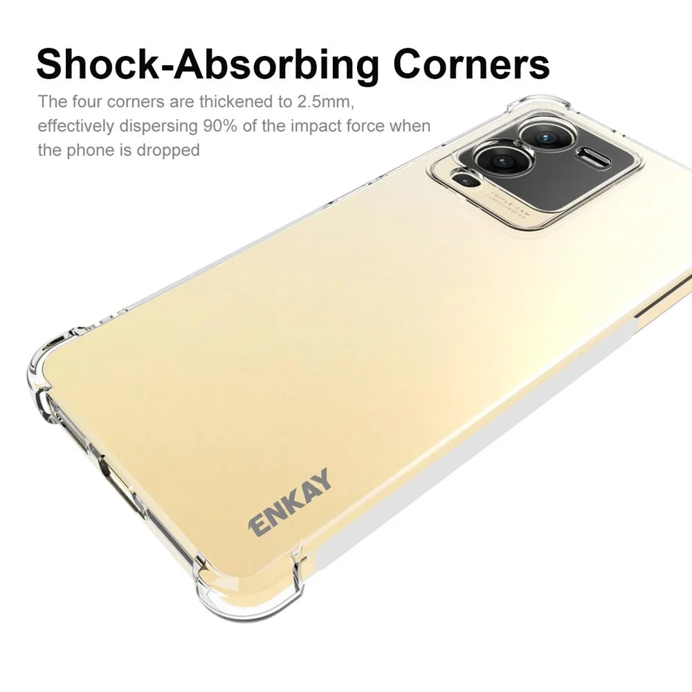 ENKAY HAT PRINCE For vivo S15 5G Thickened Corners Soft TPU Phone Cover Anti-slip Strip Edge Design Transparent Drop-proof Case - 2