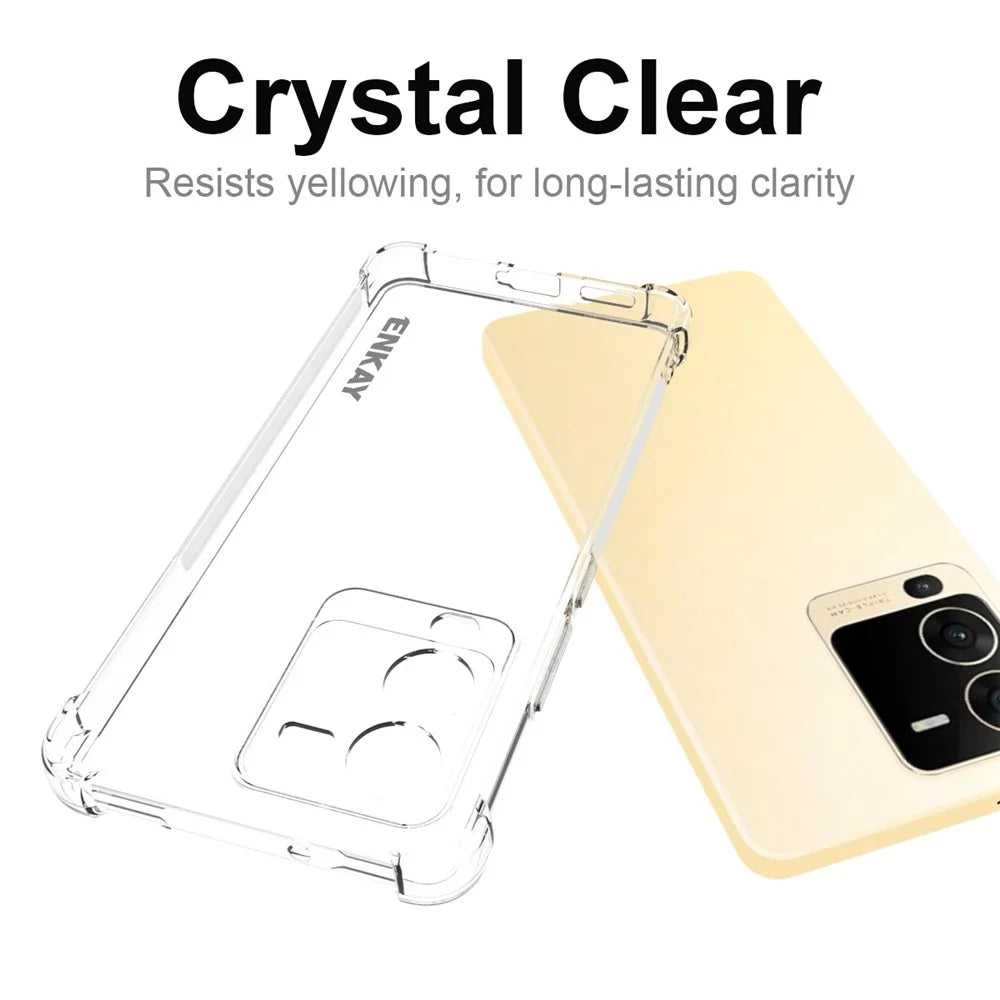 ENKAY HAT PRINCE For vivo S15 5G Thickened Corners Soft TPU Phone Cover Anti-slip Strip Edge Design Transparent Drop-proof Case - 5