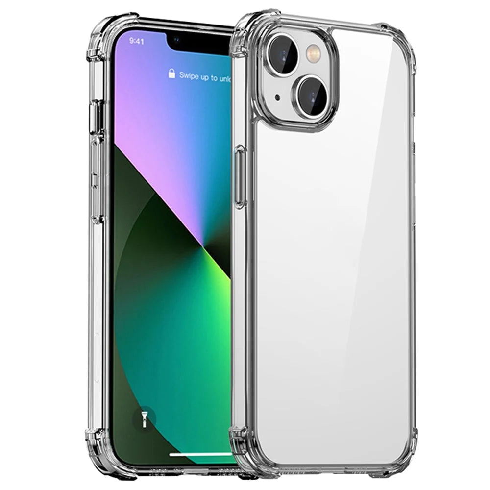 IPAKY For iPhone 14 6.1 inch Ultra Slim Transparent Phone Case Drop-proof Hard PC TPU Frame Back Cover Protective Shell - 1