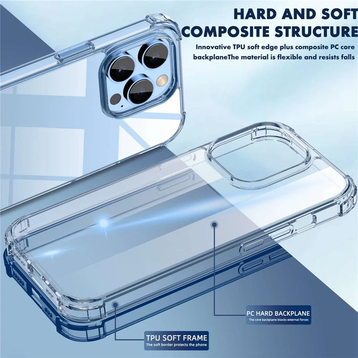 IPAKY For iPhone 14 6.1 inch Ultra Slim Transparent Phone Case Drop-proof Hard PC TPU Frame Back Cover Protective Shell - 2
