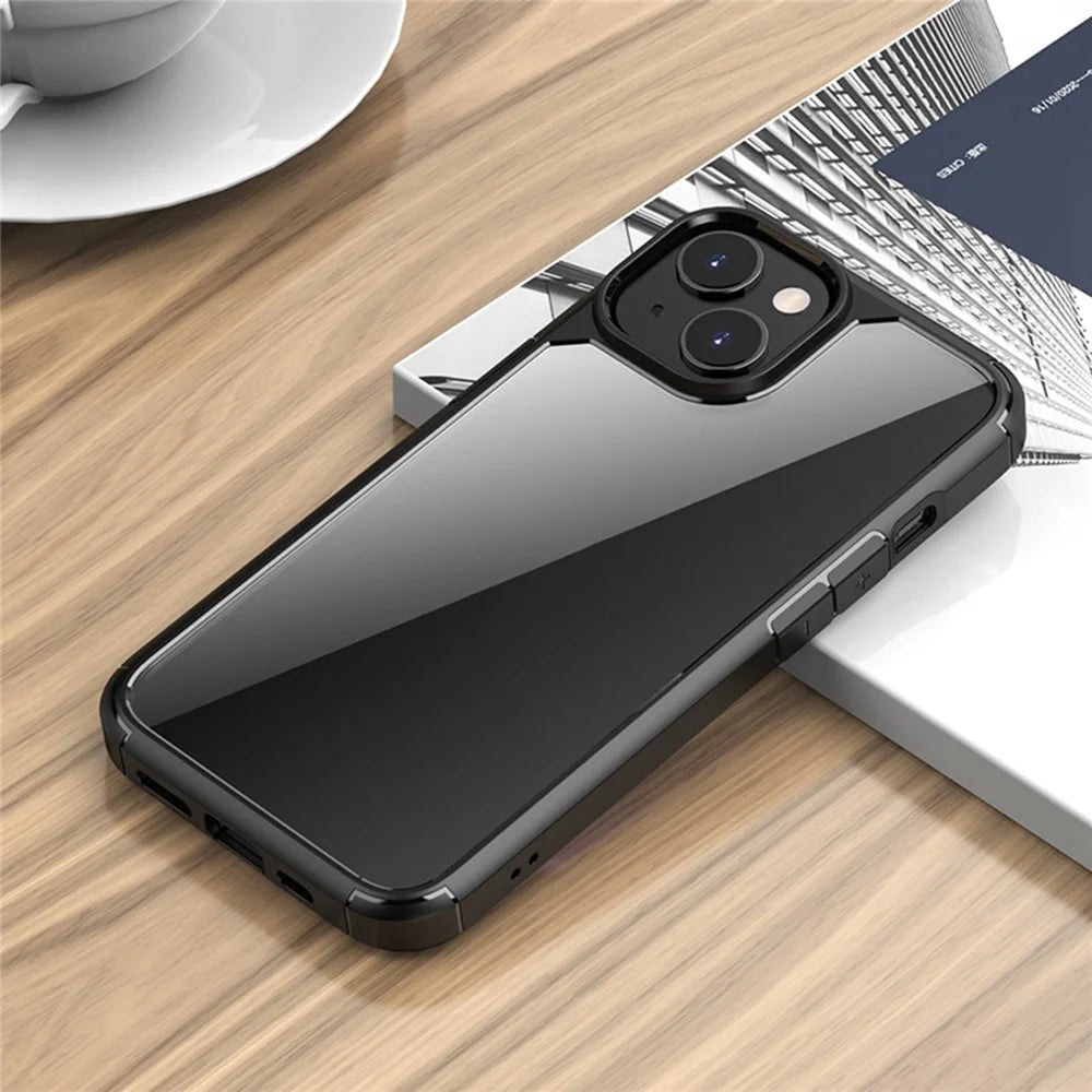 IPAKY Anti-drop Phone Case for iPhone 14 Plus 6.7 inch, Wear-resistant Acrylic + TPU Hybrid Phone Back Cover with Airbag Protection - Black - 2