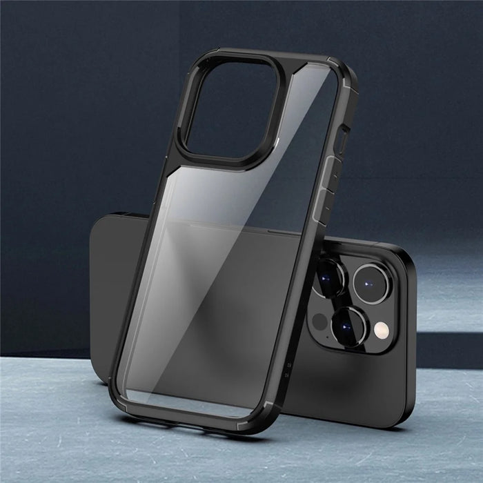 IPAKY Anti-scratch Phone Case for iPhone 14 Pro 6.1 inch, Drop-proof Solid Acrylic + TPU Back Cover with Airbag Protection Support Wireless Charging - Black - 4