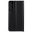For Samsung Galaxy S21 FE 5G PU Leather Stand Case Auto Absorption Anti-drop Electroplating Phone Cover - Black - 5
