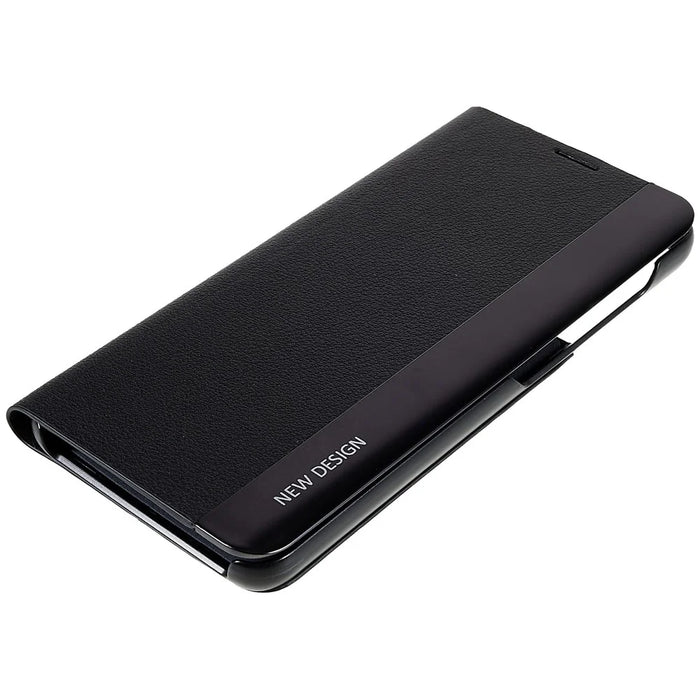 For Samsung Galaxy S21 FE 5G PU Leather Stand Case Auto Absorption Anti-drop Electroplating Phone Cover - Black - 6