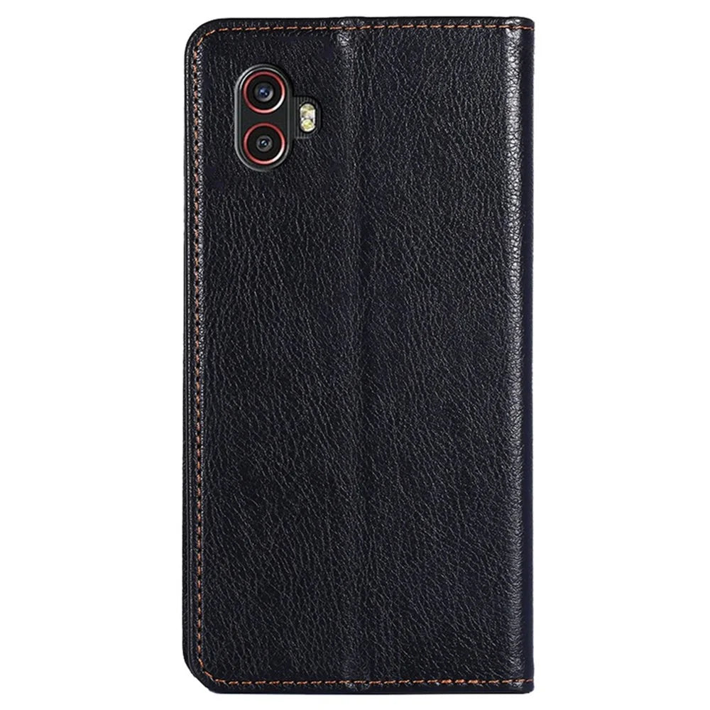 For Samsung Galaxy Xcover Pro 2 5G / Xcover6 Pro 5G PU Leather Stand Wallet Phone Case Auto Closure Magnetic Folio Flip Cover - Black - 2