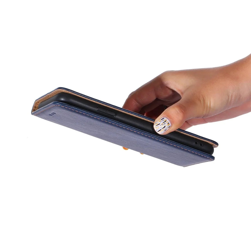 For Samsung Galaxy Xcover Pro 2 5G / Xcover6 Pro 5G PU Leather Stand Wallet Phone Case Auto Closure Magnetic Folio Flip Cover - Black - 5