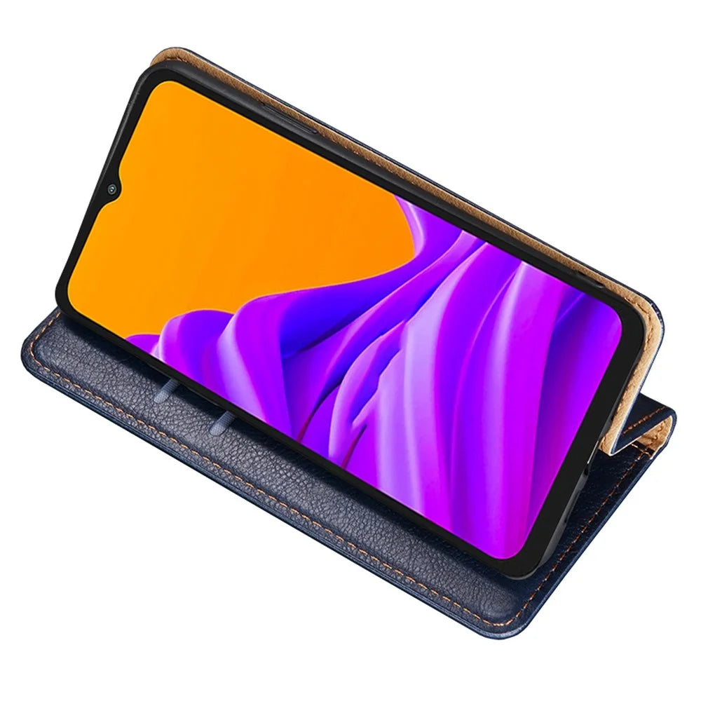 For Samsung Galaxy Xcover Pro 2 5G / Xcover6 Pro 5G PU Leather Stand Wallet Phone Case Auto Closure Magnetic Folio Flip Cover - Black - 6