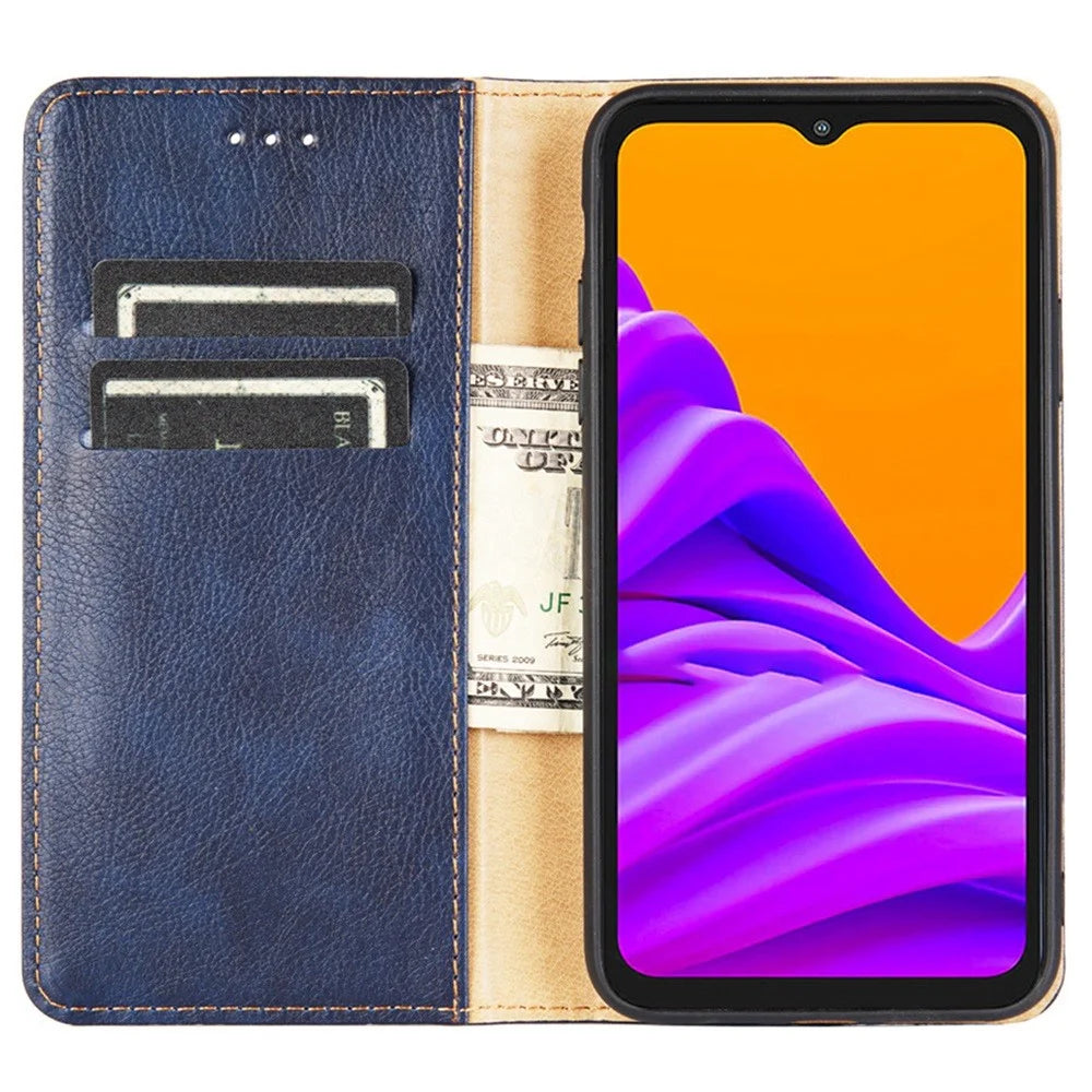For Samsung Galaxy Xcover Pro 2 5G / Xcover6 Pro 5G PU Leather Stand Wallet Phone Case Auto Closure Magnetic Folio Flip Cover - Black - 7
