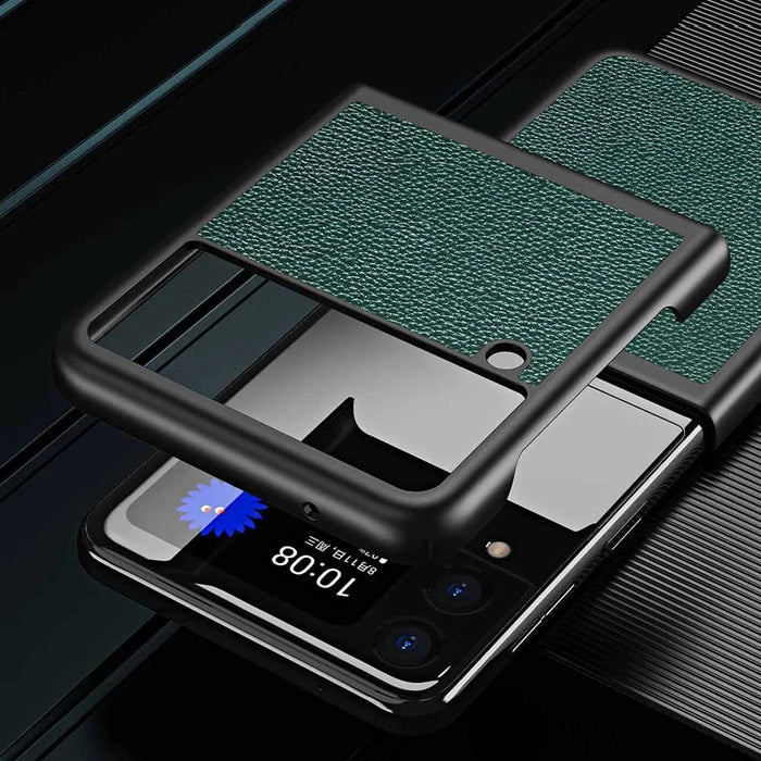 For Samsung Galaxy Z Flip4 5G Anti-Drop Phone Case Litchi Texture PU Leather Coated PC Protective Back Cover - Black - 7