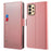 For Samsung Galaxy A13 4G Makeup Mirror PU Leather Case Card Holder Slot Magnetic Closure Flip Cover - Rose Gold - 1