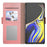 For Samsung Galaxy A13 4G Makeup Mirror PU Leather Case Card Holder Slot Magnetic Closure Flip Cover - Rose Gold - 3