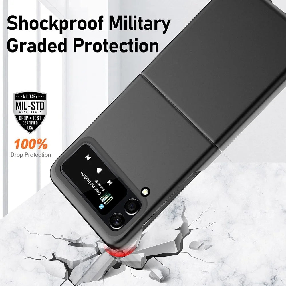 For Samsung Galaxy Z Flip4 5G Hard PC Phone Case Rubberized Anti-fingerprint Anti-scratch Flipping Cover - Black - 5