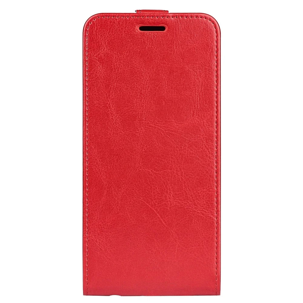 Vertical Flip Phone Case for Samsung Galaxy M13 4G, PU Leather Crazy Horse Texture Card Holder Magnetic Closure Protective Cover - Red - 5