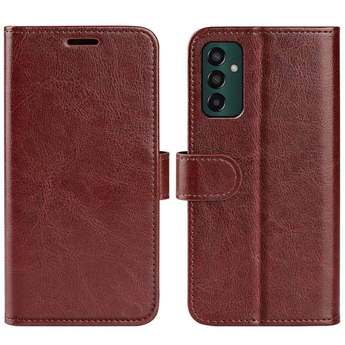 For Samsung Galaxy M13 4G Crazy Horse Texture PU Leather Wallet Stand Case Drop-proof Protection Phone Cover - Brown - 1