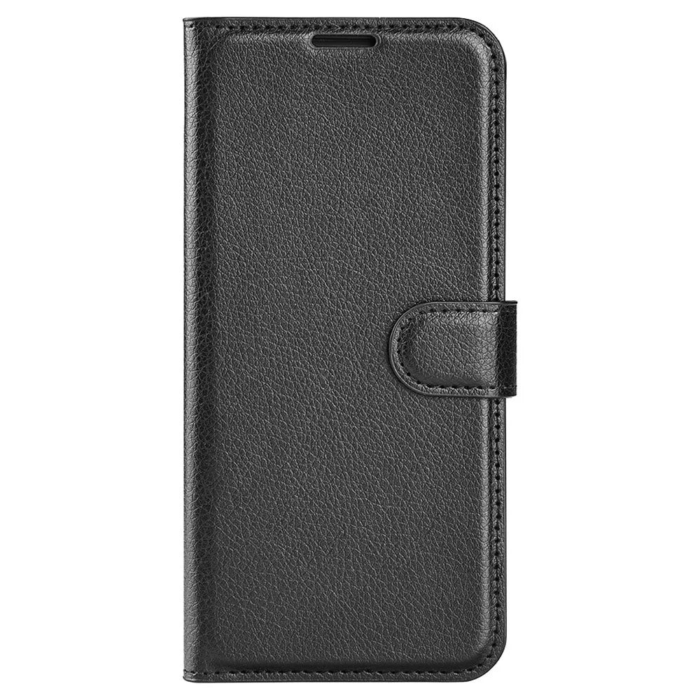 For Samsung Galaxy M13 4G Anti-scratch Litchi Texture PU Leather Case, Shockproof Wallet Stand Folio Flip Phone Cover - Black - 5