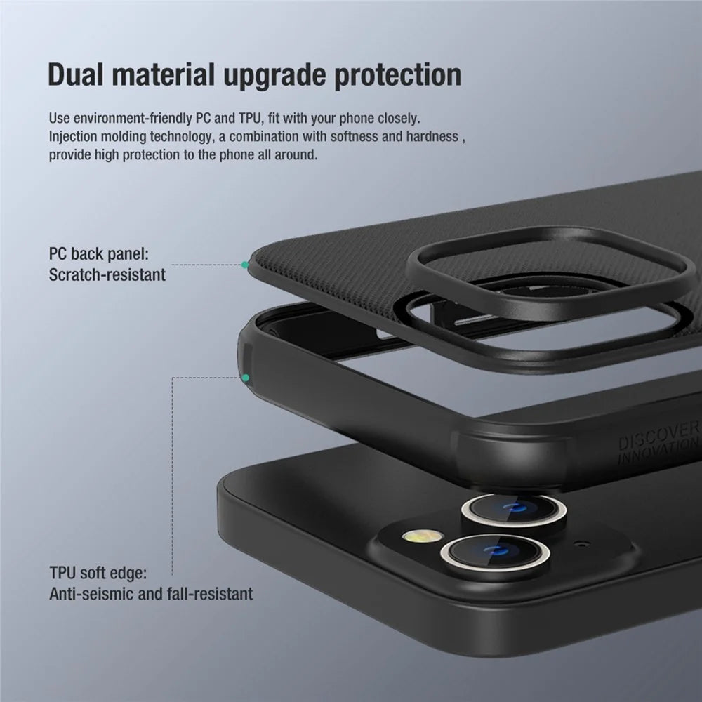 NILLKIN Super Frosted Shield Pro Phone Cover for iPhone 14 Plus 6.7 inch, PC + TPU Anti-fingerprint Matte Protective Case - Black - 4