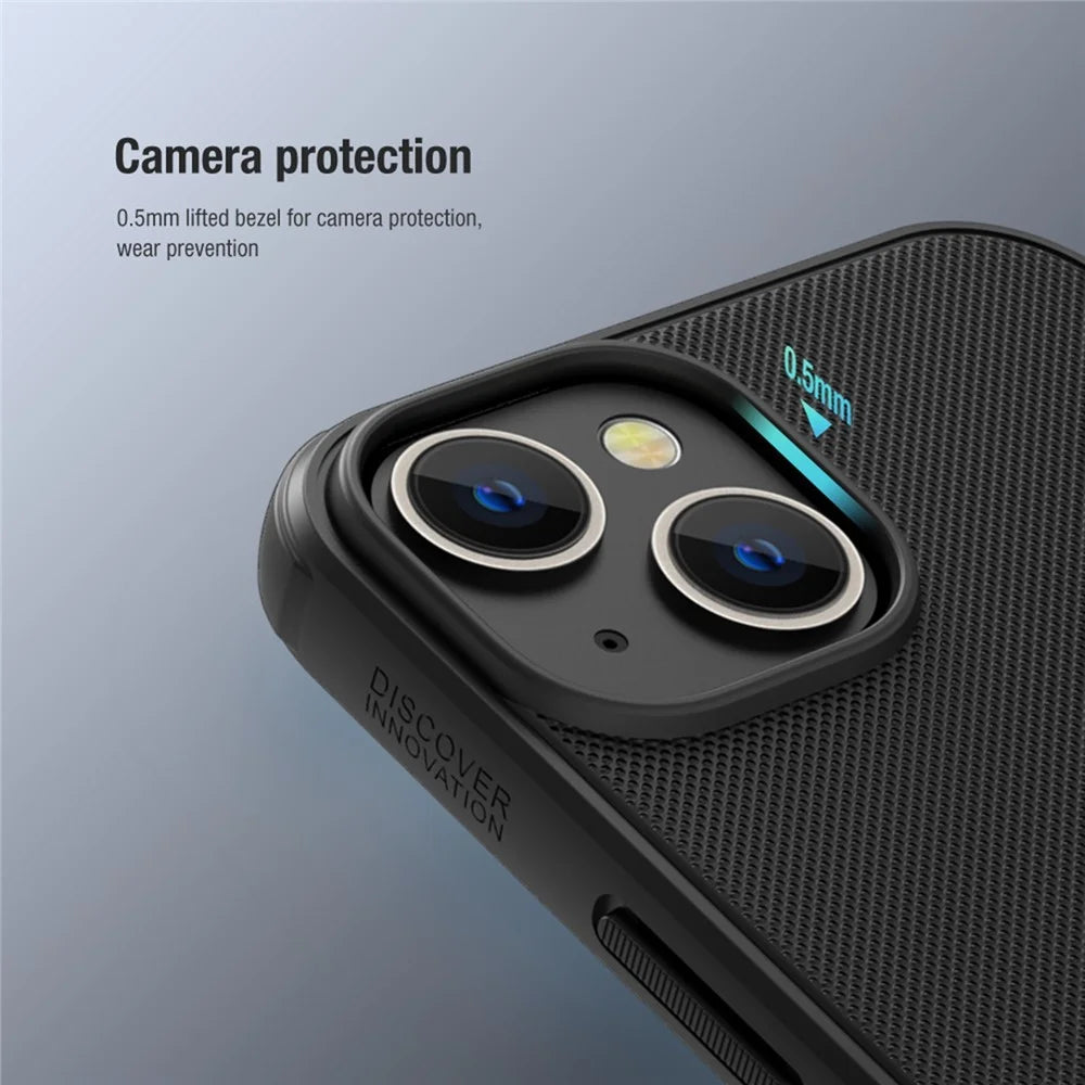 NILLKIN Super Frosted Shield Pro Shockproof Phone Case for iPhone 14 / iPhone 13, PC + TPU Matte Surface Anti-drop Back Cover - Black - 5
