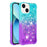 For iPhone 14 TPU Case Gradient Quicksand Phone Back Cover - Sky Blue / Purple - 1