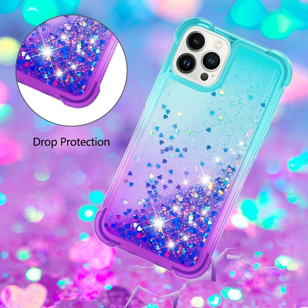 For iPhone 14 Pro Max TPU Case Gradient Quicksand Phone Back Cover - Sky Blue / Purple - 5