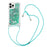For iPhone 14 Pro TPU Case Quicksand Design Phone Cover with Lanyard - Green / Hearts - 3