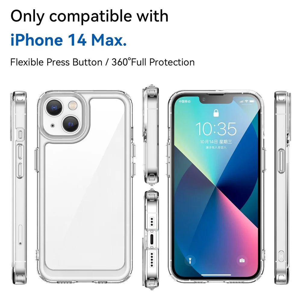 For iPhone 14 Plus 6.7 inch TPU + Acrylic Hybrid Phone Case Anti-drop Anti-fingerprint Back Cover - Transparent - 3