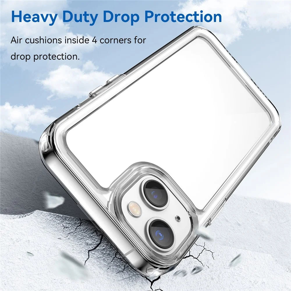 For iPhone 14 Plus 6.7 inch TPU + Acrylic Hybrid Phone Case Anti-drop Anti-fingerprint Back Cover - Transparent - 4