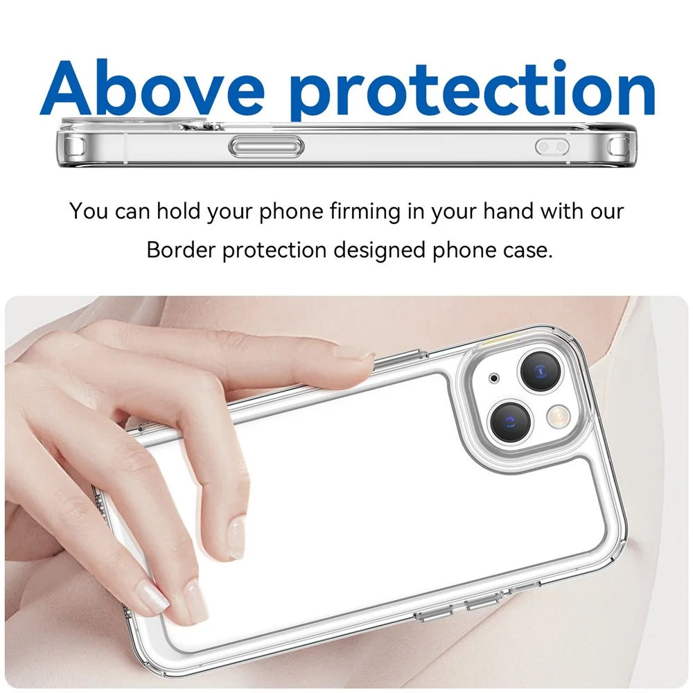 For iPhone 14 Plus 6.7 inch TPU + Acrylic Hybrid Phone Case Anti-drop Anti-fingerprint Back Cover - Transparent - 5